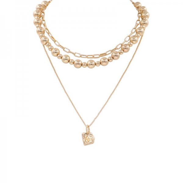 Crumple copper Pendant Layered Necklace